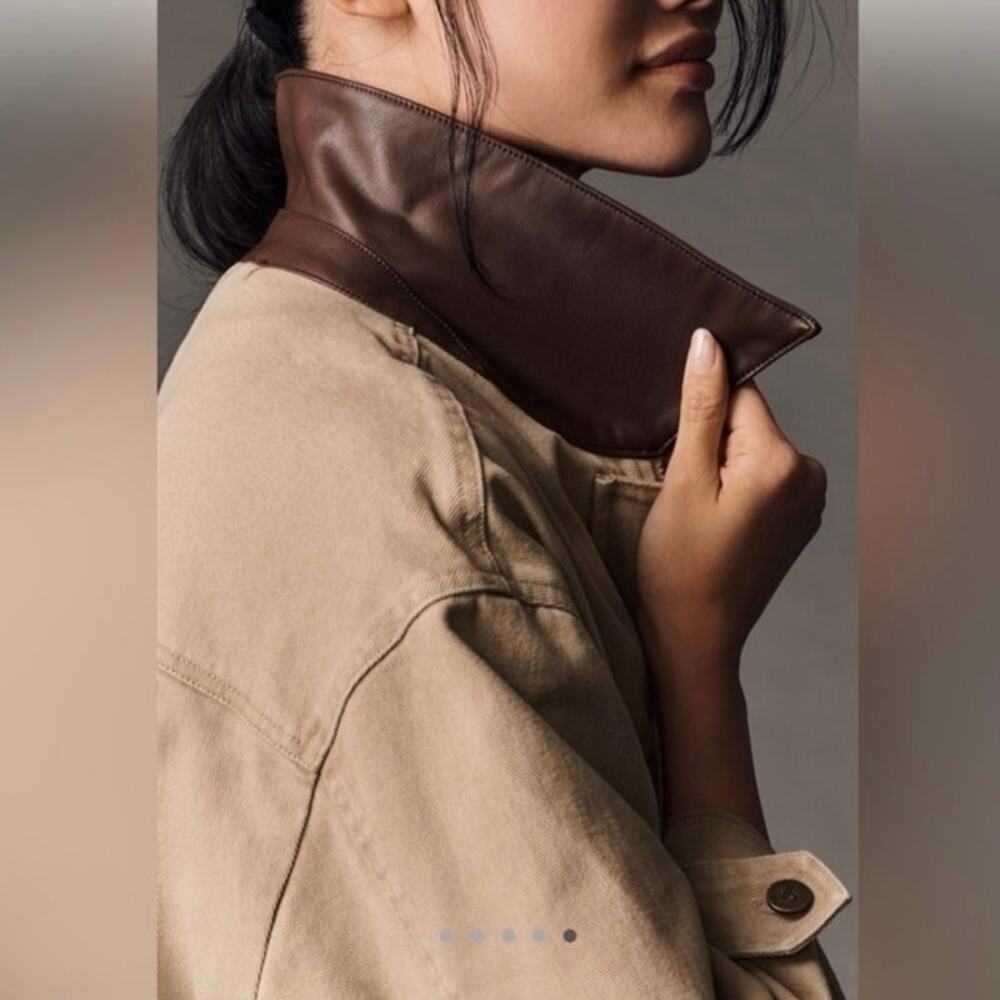 Pilcro Anthropologie Barn Jacket – XL – Tan w/ Faux Leather Collar - Picture 6 of 12